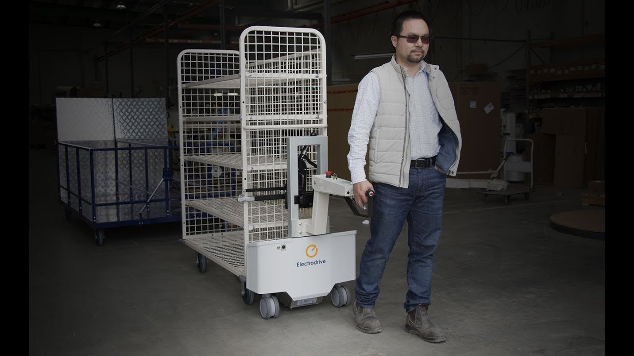 Battery powered Gzunda linen mover for hospitals & hotels - Electrodrive Australia