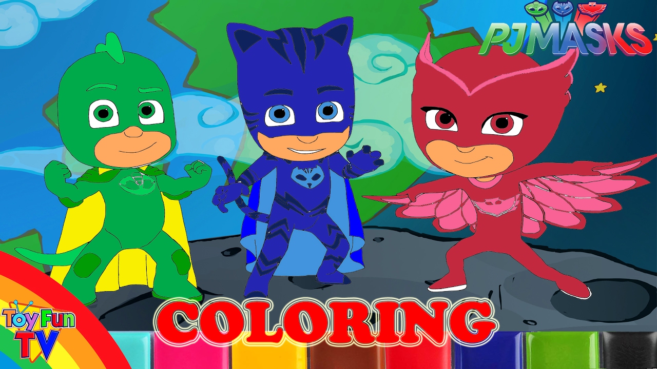 PJ Masks Coloring Book Colouring in Childrens Drawing ToyfunTV - YouTube