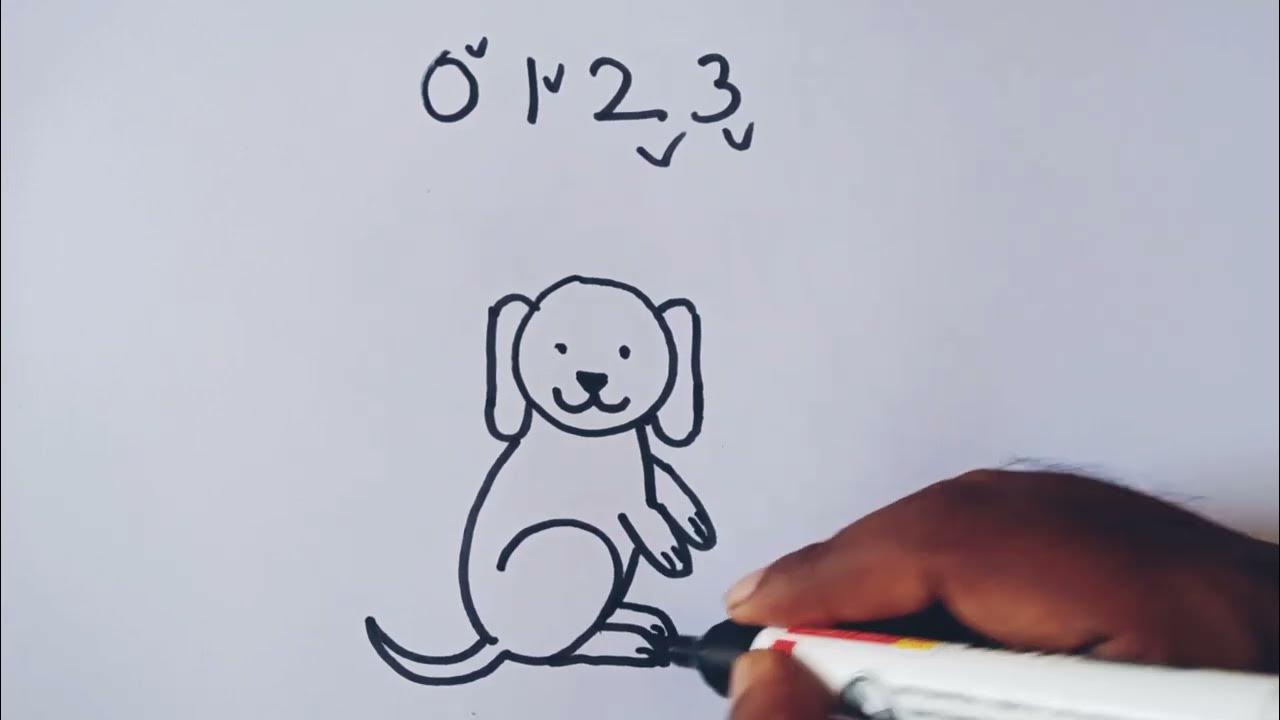 How to draw a Dog from numbers 01234 // easy dog drawing step by step YouTube