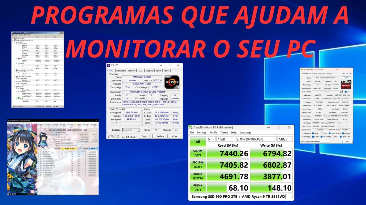 Programas que de ajudam a monitorar o PC. ( CPU Z- GPU Z- HW