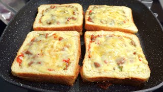 Bread pizza | Bread toast | Cheese sandwich | DELICIOUS + EASY breakfast recipe!!