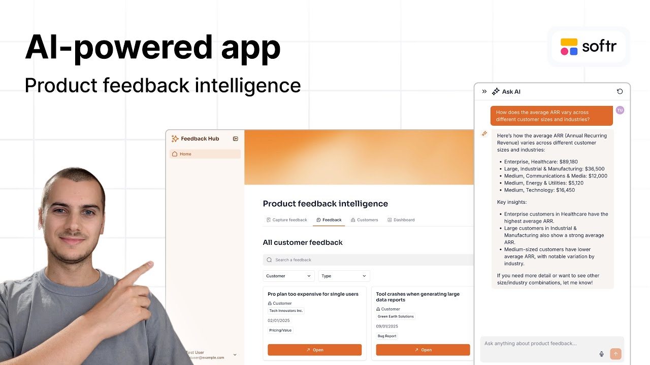 Build an AI-powered Product Feedback Intelligence app with 'Ask AI' by Softr