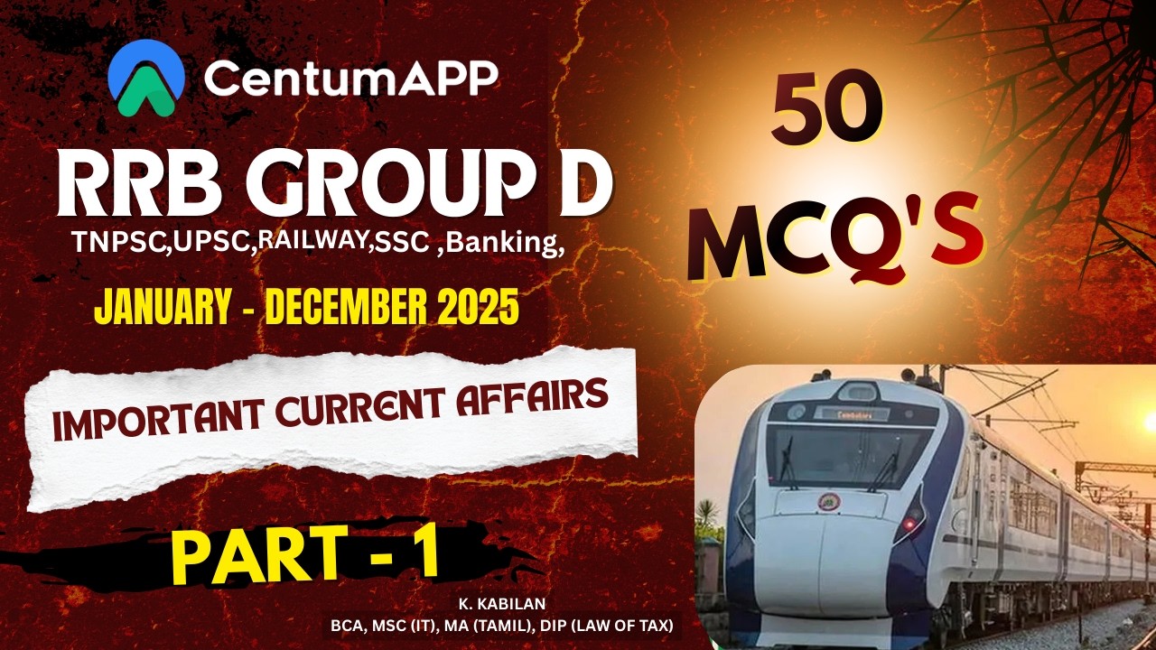 RRB GROUP-D | IMPORTANT CURRENT AFFAIRS | PART-1 | 50 MCQ'S