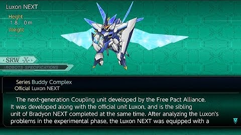 Ally Luxon NEXT All Attacks (Buddy Complex), Super Robot Wars X.