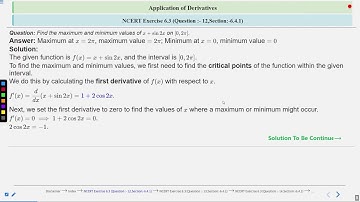 Application of Derivative NCERT Exercise 6.3 Part 7 #SATHEE_ENGG #swayamprabha #engineeringexams