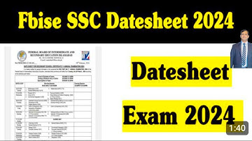 fbise date sheet 2024 | 9th and 10th class date sheet 2024  federal board date sheet 2024 Board Exam