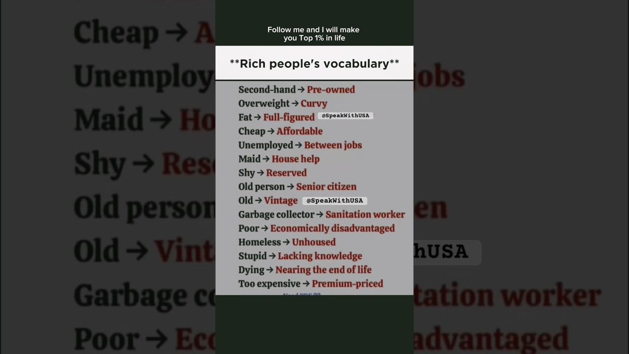 Rich people Vocabulary 
