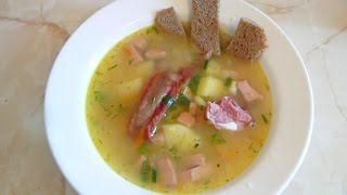 Гороховый суп с копчеными ребрышками Гороховый суп с копчеными ребрышками
