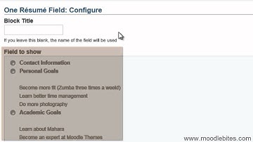 MaharaBites - Adding resume blocks to a View