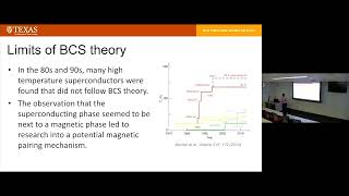 Luis Sosa, UT ECE Undergrad Student, Talks on Antiferromagnetism in Unconventional Superconductors