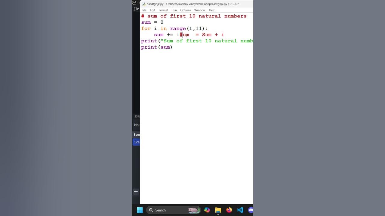 Find the sum of first 10 natural numbers in python - YouTube