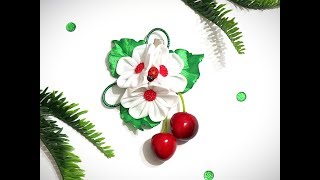 Весенний цветок с вишенками / MK от NOEL /diy mc/ Spring flower with cherries