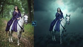 Photoshop cc Tutorial; Fantasy Art | Girl On Horse | Photo Manipulation screenshot 4