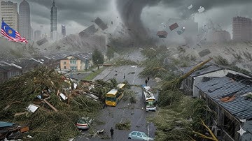 Enorme tornado in Maleisië: huizen en auto