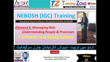 NEBOSH IGC Training Video 7 (Element 3-Managing Risk-P & P) 3.1 Health and Safety Culture