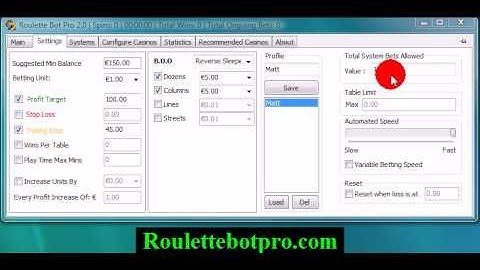 Roulette Bot Pro 2 - Creating A Betting Profile