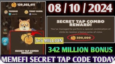 Memefi daily secret code rewards 8 October 2024/ Memefi daily secret code se paye 1M coins