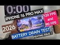 IPHONE 16 PRO MAX BATTERY DRAIN TEST || iphone 16 pro bgmi test 120 fps or 90 fps|| heating,issue