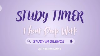 ​1 Hour Deep Focus Timer | No Music | Pomodoro Split (5 Min Prep + 25/5 Cycles) | Purple Aura 💜