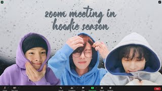 an hour zoom meeting with stray kids in hoodie season | study with skz