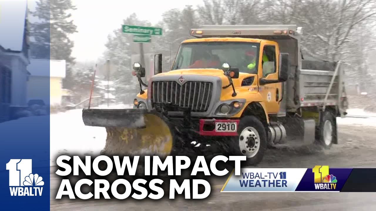 Snow falls Friday across Maryland - YouTube