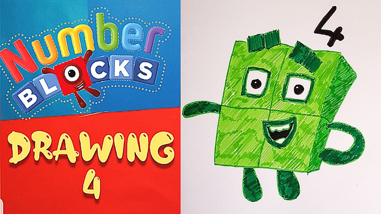 How to Draw Number 4 / Numberblocks - YouTube