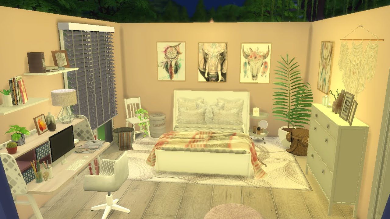 Boho Bedroom The Sims 4 Speed Build Cc Links Youtube