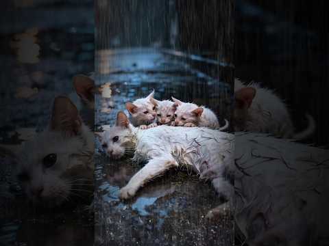 تنهاشون نذار گربه بچه گربه وضعیت غمگین ناز گربه ناز باران