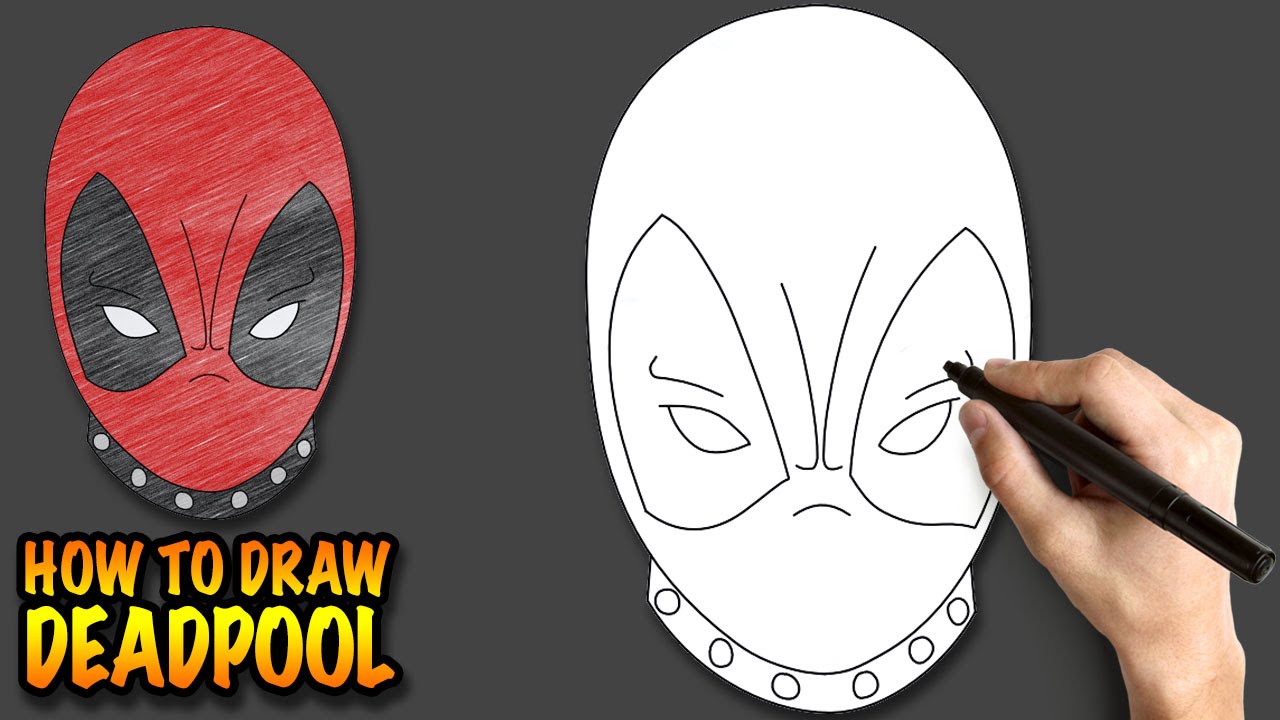 Gambar Draw Deadpool Easy Step Drawing Lessons Kids Youtube Face ...