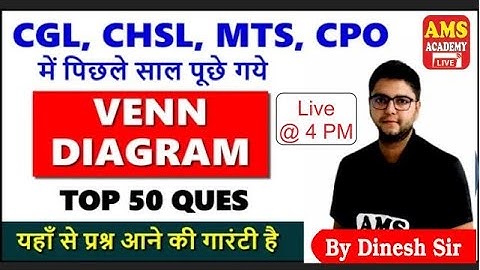 VENN DIAGRAM I Reasoning I  CGL/CHSL/MTS/CPO I Top 50 Question I By Dinesh Sir