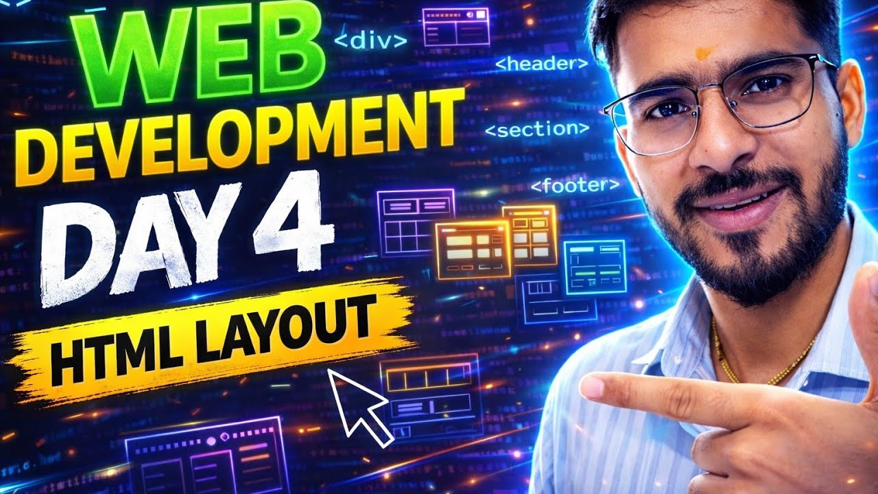 Web Development Day 4 🔥 | HTML Layout Complete Guide | Div, Header ...