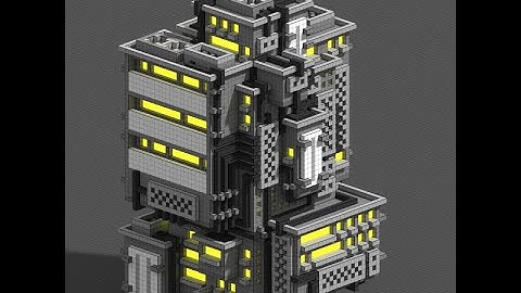 Procedurally generated futuristic towers (MarkovJunior)