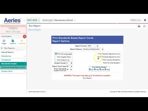 Aeries: Print/PDF Elementary Report Cards