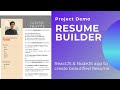 Resume builder app  nodejs reactjs  react project  fullstack project  project demo