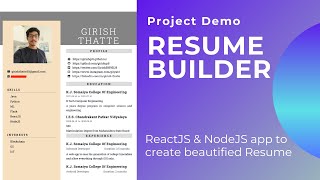 Demo - Resume Builder Application using NodeJS and ReactJS