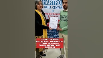 Students Receiving Certificate At Hartron Skill Centre Nr PG College Ambala Cantt #trending #shorts