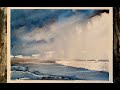 Acrylic demo 3, semi abstract stormy windswept sky & yachts, watercolour seascape, watercolor