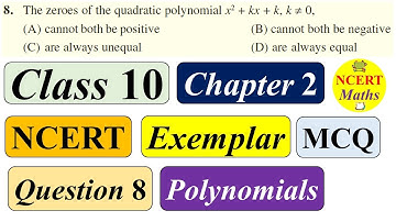 MCQ | NCERT Class 10 Maths Chapter 2 Exemplar | Question 8 | Exercise 2.1 | polynomials | CBSE