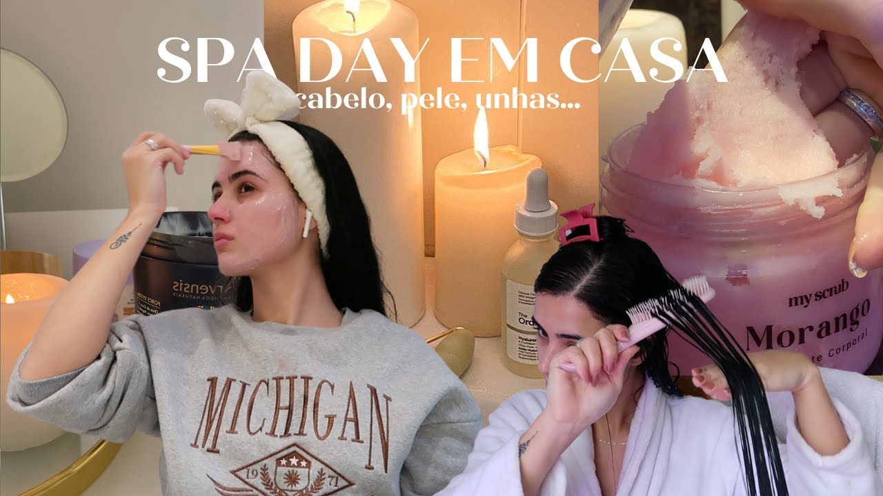 fiz um SPA DAY em casa! dia de autocuidado relaxante, restauração, unhas, sobrancelha, etc.