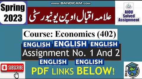 ⏩ AIOU Code 402 Solved Asignment No.1 & 2 Spring 2023 |Subject: Economics (English) |Level: BA/B.Com