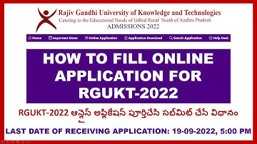 HOW TO FILL ONLINE APPLICATION FOR RGUKT 2022
