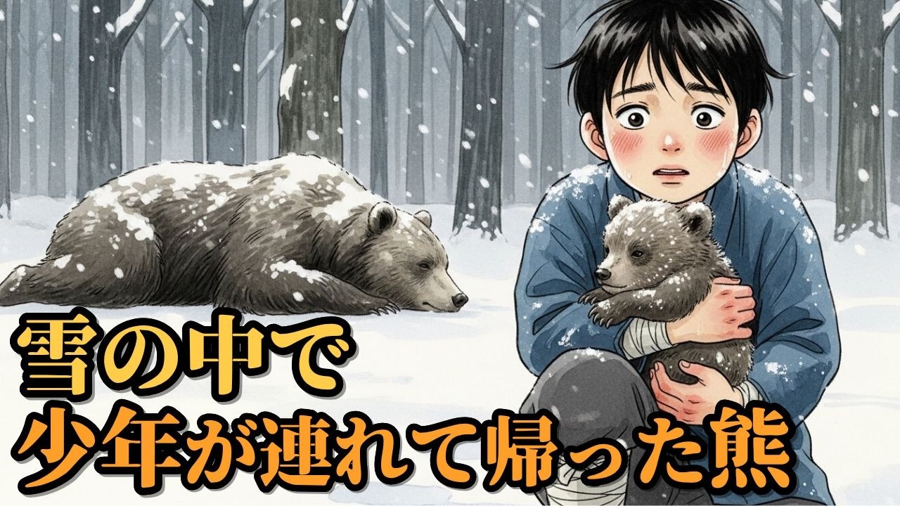 【日本昔話】『少年が連れてきた熊』｜眠る前に聞く静かな物語・耳で聞く小説・話の朗読・オーディオブック｜民話・説話・昔話