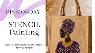 Easy DIY African Stencils painting | Jute Fabric #africanprint #handmade #creativestyle #tutorial 