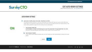 SurveyCTO 2.50: Subscription auto-renew settings