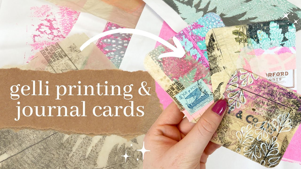 Making mixed-media collage journal cards using gelli prints! 🌟