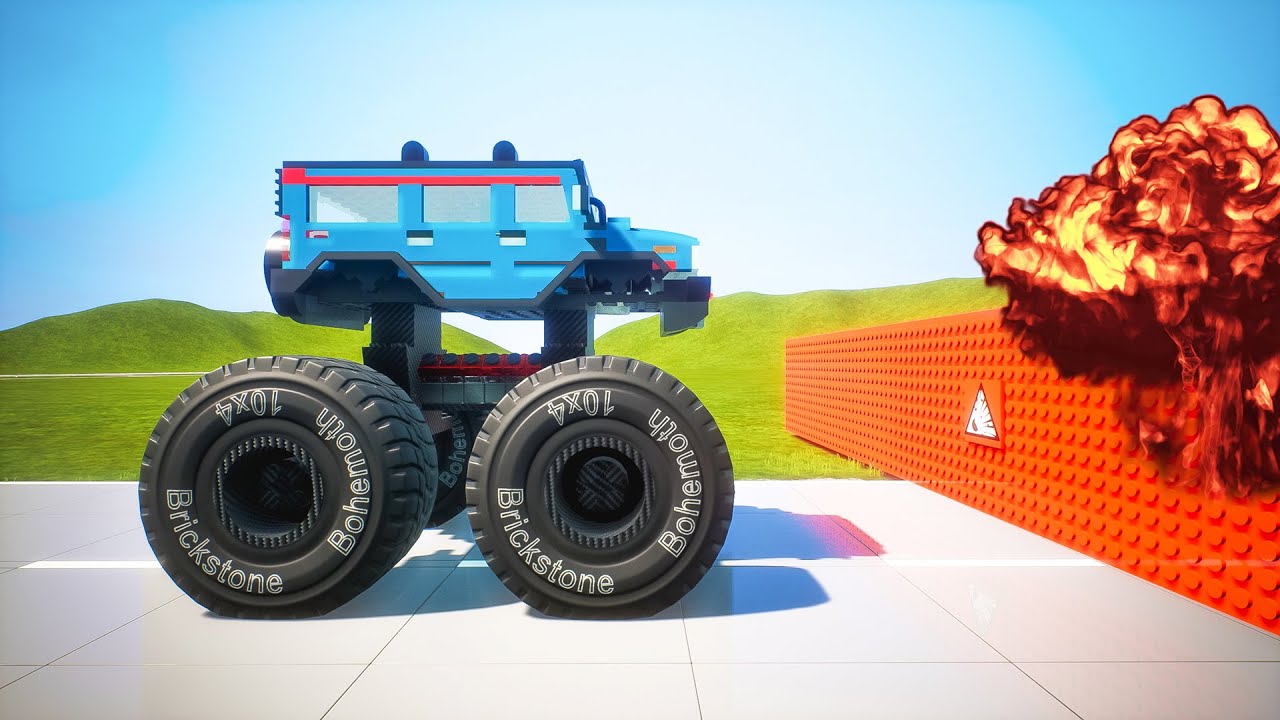 Lego Explosive Wall against Cars | Brick Rigs - YouTube
