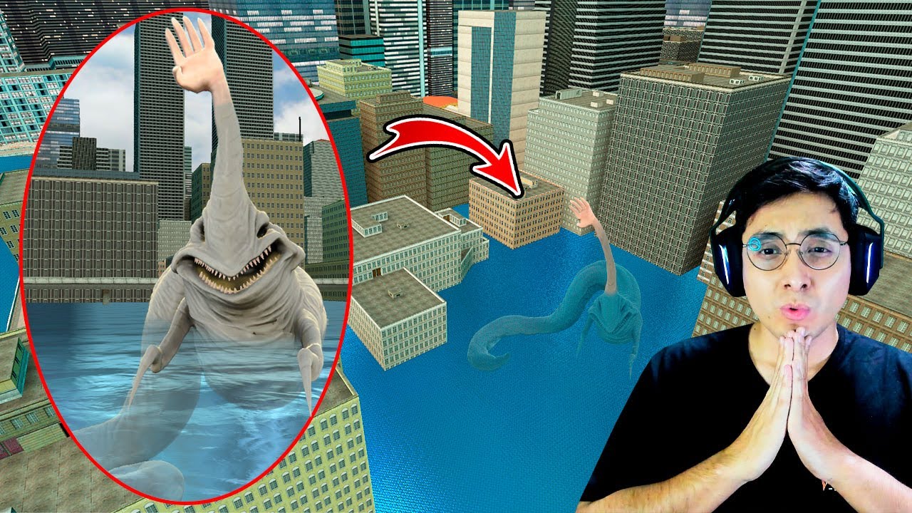 Un DRON capta a LA MANO MONSTRUO MARINO en la CIUDAD INUNDADA - Garry's Mod