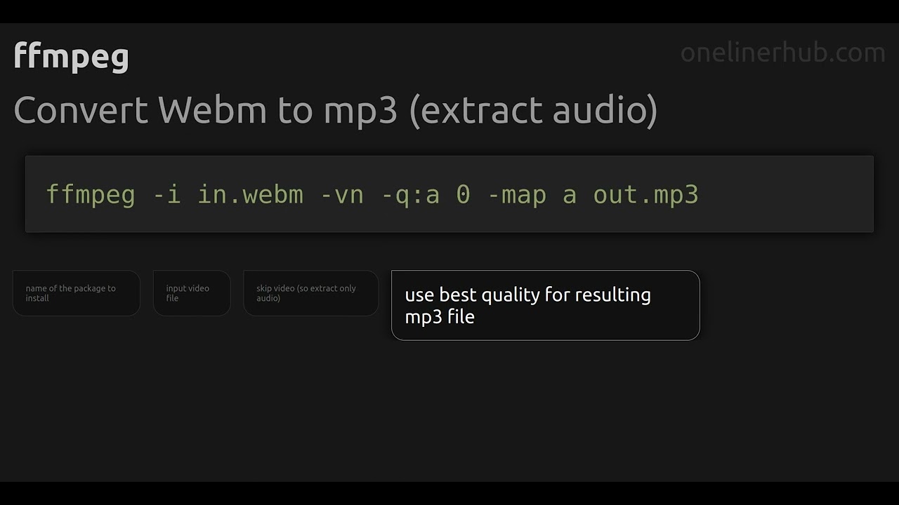 Convert Webm to mp3 (extract audio) #ffmpeg - YouTube