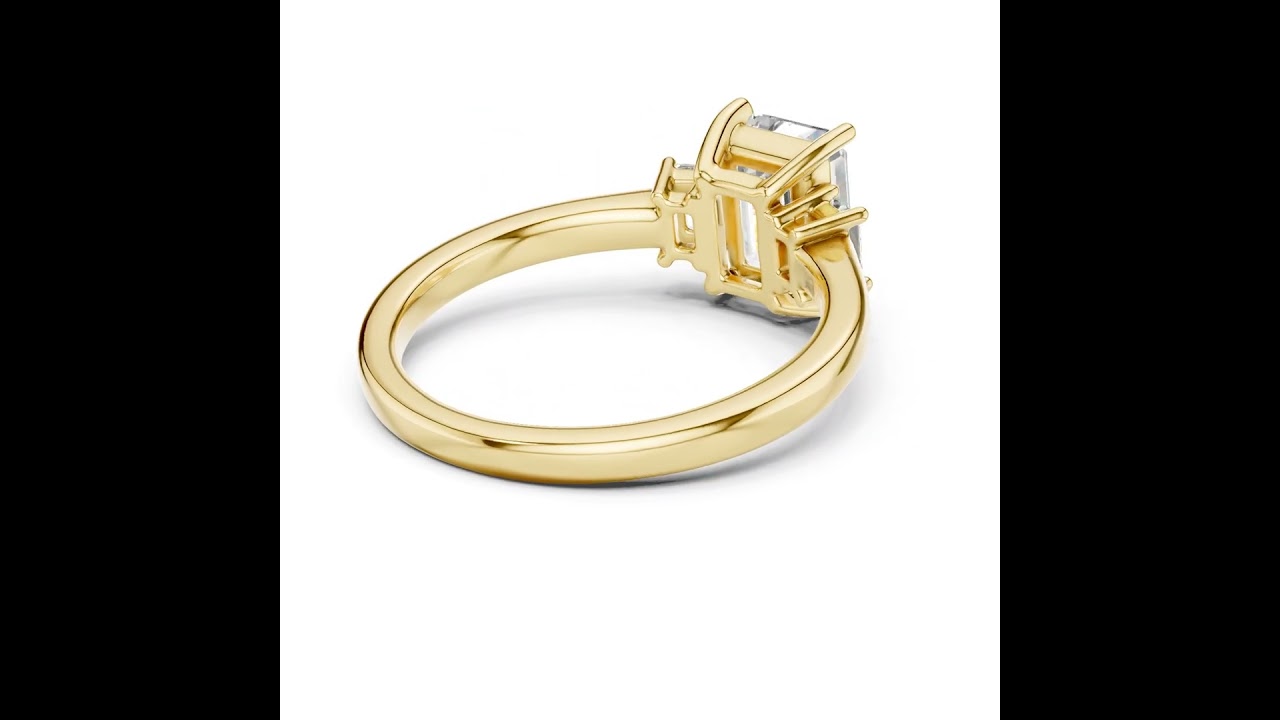 Three Stone Emerald Cut Lab Diamond Promise Ring
