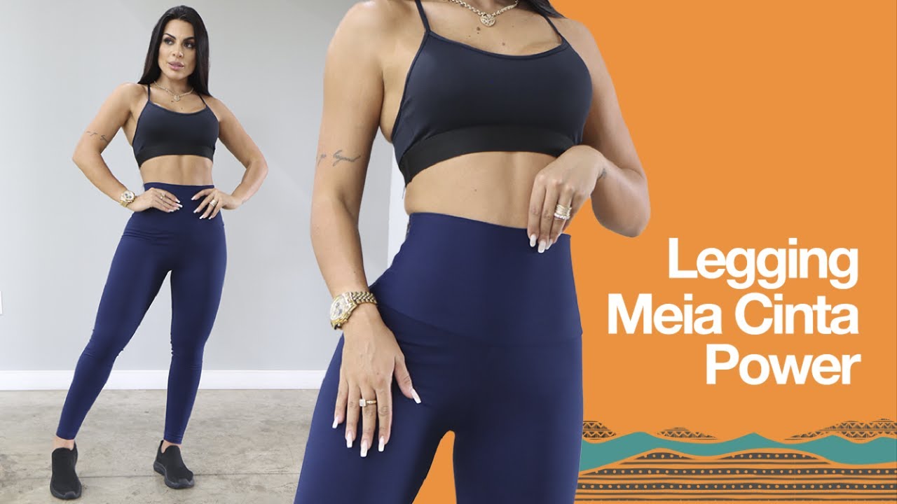 Calça Legging Meia Cinta Academia Romance Fitness Feminino